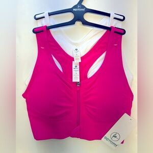 90 Degree by Reflex Women’s Sport Bras 2-Set, Small, Pink/White, NWT